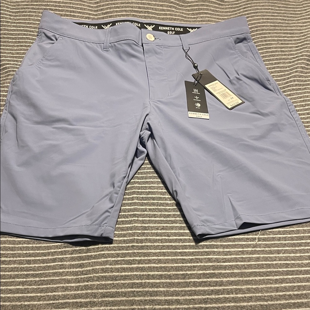 Kenneth Cole Men's Flat Front Shorts in Soft Blue